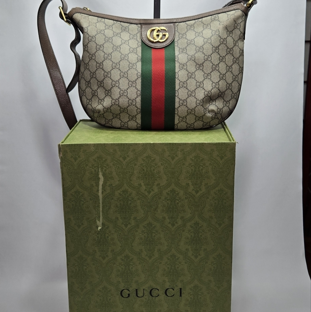 GUCCI Ophidia Medium Hobo Crescent Crossbody Shoulder Bag
